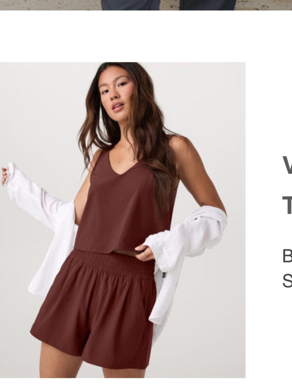 Vuori Women's Brown V-Neck Cropped Tank